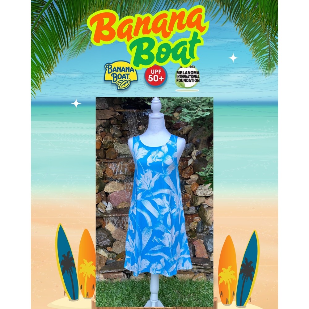 Banana Boat Sundress Size Medium Blue Floral UPF 50+ BB838 NWT